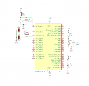push button interfacing with pic16f877a
