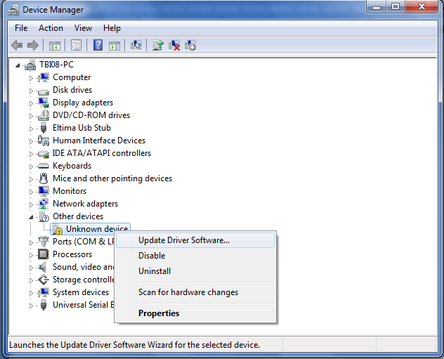 Device manager - install the device driver